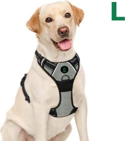 Mister Mill Hondentuigje 2x Klikgesp Maat L Grijs - Anti-Trek Tuig Hondenharnas - Y Tuig Hond Reflecterend