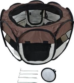 Dailyibed Opvouwbare Puppyren - Bruin - 115x115x58 Cm - Incl. Draagtas - Incl. Voederbak -Dierenwinkel 1075x1200 7