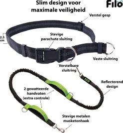 Filo Elastische Hondenriem Middel - Hardlopen En Wandelen - Hardloopriem Hond Handsfree Met Heuptasje - Looplijn Met Heupriem - Canicross Gordel Honden - Riemen - Heupgordel - Leiband -Dierenwinkel 1112x1200 4
