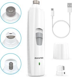 Auronic Elektrische Nagelvijl - Voor Dieren - Oplaadbaar - Draadloos - Diamant Vijlkop - Hond/Katten - Wit