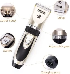 Nobleza B78 - Dieren Tondeuse Set - 4 Opzetkammen - Voor Huisdieren Katten & Honden - Draadloos -Dierenwinkel 1141x1200