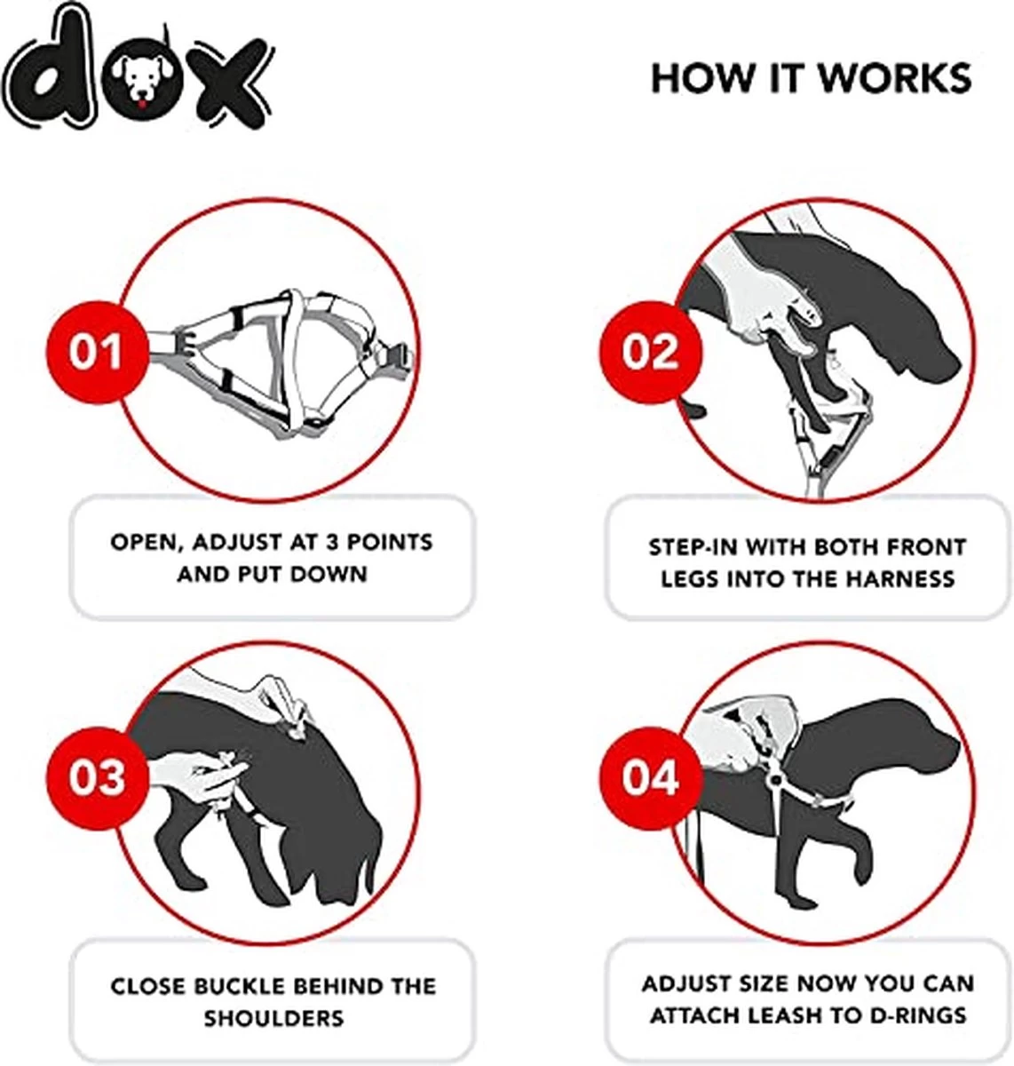 DDOXX Hondenharnas Nylon, Step-In, Verstelbaar, Uitbraakbestendig | Voor Kleine, Middelgrote & Grote Honden | Borstharnas Hond Kat Puppy Auto | Puppy Harnas Kat Harnas | Rood, S 6 DDOXX Hondenharnas Nylon, Step-In, Verstelbaar, Uitbraakbestendig | Voor Kleine, Middelgrote & Grote Honden | Borstharnas Hond Kat Puppy Auto | Puppy Harnas Kat Harnas | Rood, S - Afbeelding 4