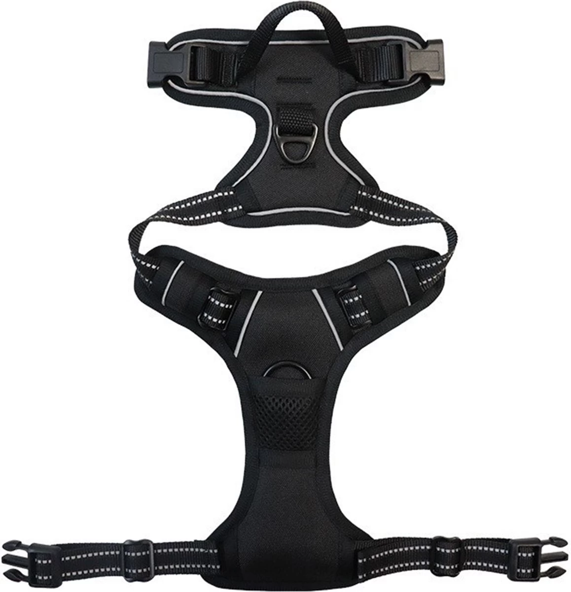 Somstyle Anti Trek Hondentuig L Met Hondenriem - Leiband - Y Tuig Hond - Hondenharnas - Riem - Zwart 5 Somstyle Anti Trek Hondentuig L Met Hondenriem - Leiband - Y Tuig Hond - Hondenharnas - Riem - Zwart - Afbeelding 3