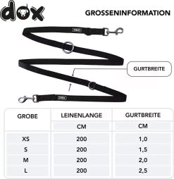 DDOXX Hondenriem Air Mesh, 3-voudig Verstelbaar, 2m | Voor Kleine & Grote Honden | Dubbele Riem Twee Honden Kat Puppy | Tug Leash Large | Lead Leash Small | Walking Leash Puppy Leash | Zwart, M -Dierenwinkel 1165x1200 6