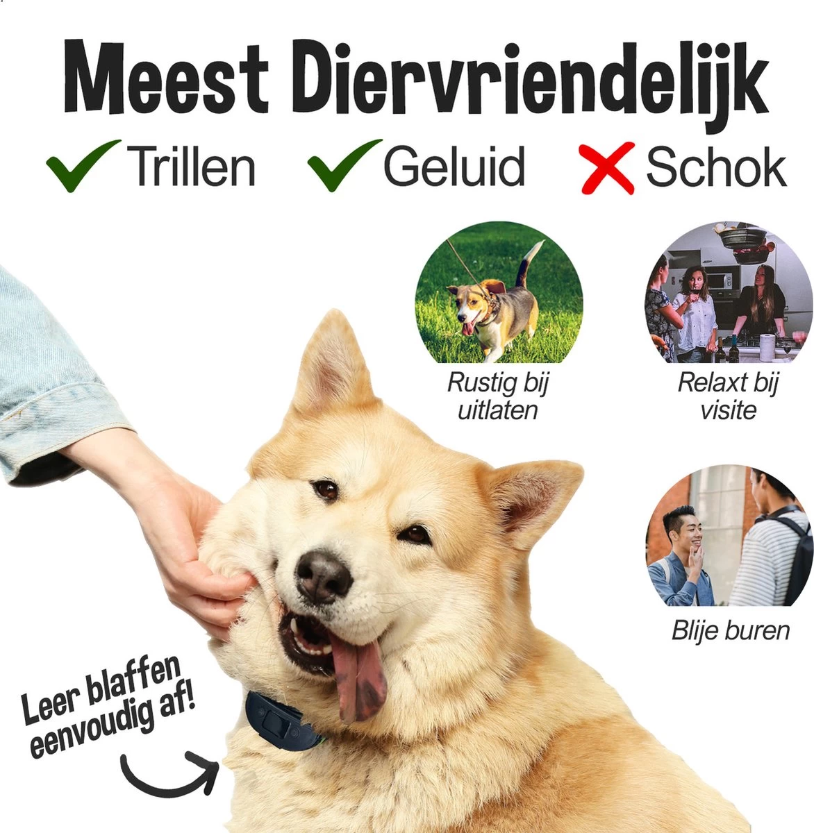 Blaffie® Anti Blafband – Trainingshalsband Voor Kleine En Grote Honden – Oplaadbaar– Anti Blaf Apparaat – Zonder Schok – Diervriendelijk - Blafband Voor Honden 4 Blaffie® Anti Blafband – Trainingshalsband Voor Kleine En Grote Honden – Oplaadbaar– Anti Blaf Apparaat – Zonder Schok – Diervriendelijk - Blafband Voor Honden - Afbeelding 2