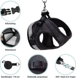 Hondentuig, Hondenharnas Met Hondenriem – Reflecterend - Zwart – Maat M (borst 35-40 Cm) -Dierenwinkel 1173x1200 10