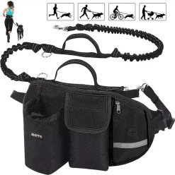 BOTC Looplijn Hond Met Heupriem Voor Hardlopen - Hondenriem - Zwart