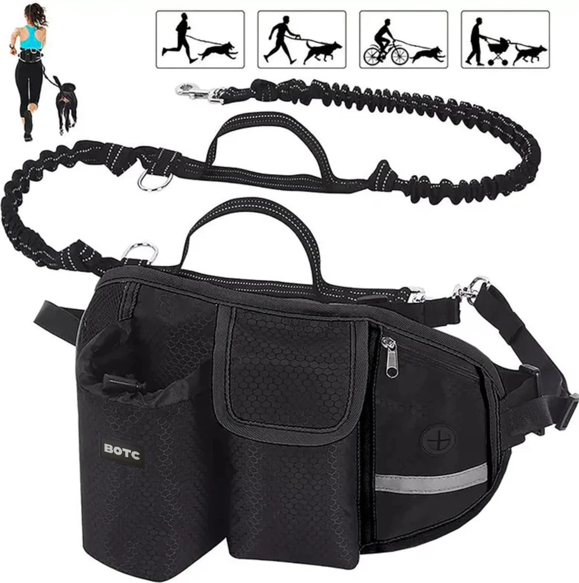 BOTC Looplijn Hond Met Heupriem Voor Hardlopen - Hondenriem - Zwart 3 BOTC Looplijn Hond Met Heupriem Voor Hardlopen - Hondenriem - Zwart