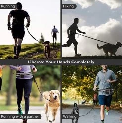Looplijn Met Heupriem Hands Free - Hondenriem - Reflecterende Hardloopband -Elastische Leiband - Heuptas En Flessenhouder - Zwart - 150 Cm Tot 210 Cm -Dierenwinkel 1194x1200 12