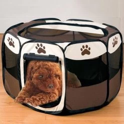 Opvouwbare Puppyren Bruin 90x90x60cm - Puppytent - Dogs&Co 9 Opvouwbare Puppyren Bruin 90x90x60cm - Puppytent - Dogs&Co -Dierenwinkel 1196x1200 23