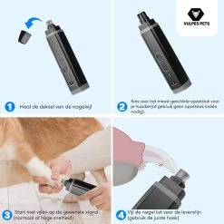 Vulpes Pets® Elektrische Nagel Vijl Voor Huisdieren - Knipper - Schaar - Trimmer - Oplaadbaar - Draadloos - Diamant Vijlkop - Voor Honden, Katten En Dieren - PRO - Zwart -Dierenwinkel 1199x1200 14