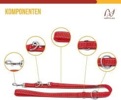 Happilax Dog Leash 2m Adjustable - Red / Reflective - 3-Step Adjustable Leash - Double Leash, Tug Leash - Geschikt Als Hondenriem Voor Grote Honden Of Als Sleepriem Voor Kleine Honden. -Dierenwinkel 1200x1002 1