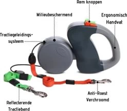 Merkloos Dubbele Hondenriem Voor Twee Honden - Grijs - Tot 22 Kg (per Hond) - 300 Cm -Dierenwinkel 1200x1048 2