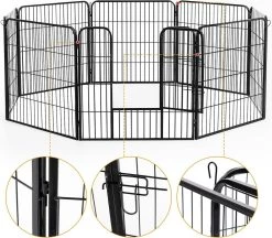 Merkloos Hondenren - Puppyren - Hondenkennel - 8 Kennelpanelen - Staal - 80 Cm Hoog - 640 Cm Omtrek - Uitbreidbaar -Dierenwinkel 1200x1051 6