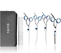 Toivo Schaar Voor Dieren - Zilver - Effileerscharen - Honden Scharenset - Dierenschaar - Set 5 Stuks - Trimscharen - Trimset - Uitdunschaar Hond - Schaar Honden