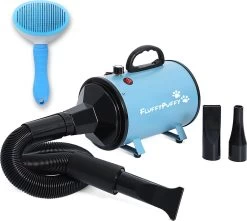 FluffyPuffy Professionele Hondenföhn Met 3 Opzetstukken - Waterblazer Voor Honden - 2800 W Verstelbaar Vermogen - Stil Design - Met Gratis Hondenborstel - Blauw