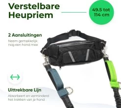 Canicross Looplijn Hond Met Heupriem Voor Hardlopen - Elastische Handsfree Hondenriem - Honden Trainingslijn - 150/200cm - Groen -Dierenwinkel 1200x1077 3
