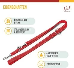 Happilax Dog Leash 2m Adjustable - Red / Reflective - 3-Step Adjustable Leash - Double Leash, Tug Leash - Geschikt Als Hondenriem Voor Grote Honden Of Als Sleepriem Voor Kleine Honden. -Dierenwinkel 1200x1103 1