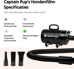 Captain Pup's Professionele Hondenföhn Met 4 Opzetstukken - Bijgeleverde Hondenborstel - Waterblazer Voor Honden - Zwart 12 Captain Pup's Professionele Hondenföhn Met 4 Opzetstukken - Bijgeleverde Hondenborstel - Waterblazer Voor Honden - Zwart -Dierenwinkel 1200x1117 6