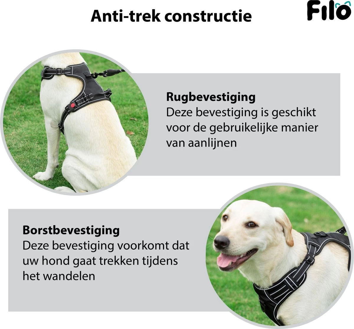 Filo Anti Trek Hondentuig Maat XL Met Hondenriem - Y Tuig Hond Verstelbaar - Hondenharnas Met Hondenlijn - Honden Tuigje - Leiband Hond - Hondentuigje - Extra Large - Riem 9 Filo Anti Trek Hondentuig Maat XL Met Hondenriem - Y Tuig Hond Verstelbaar - Hondenharnas Met Hondenlijn - Honden Tuigje - Leiband Hond - Hondentuigje - Extra Large - Riem - Afbeelding 7