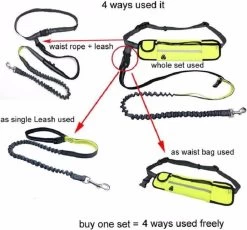 Hondenriem Hardloopriem Elastische Reflecterende Geschikt Voor Hardlopen - Handsfree Riem Met Opbergtasje – Hond Looplijn - Schokabsorberend - Groen -Dierenwinkel 1200x1118 5