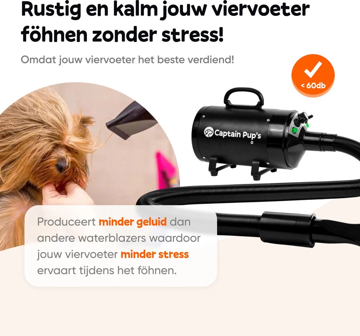 Captain Pup's Professionele Hondenföhn Met 4 Opzetstukken - Bijgeleverde Hondenborstel - Waterblazer Voor Honden - Zwart 7 Captain Pup's Professionele Hondenföhn Met 4 Opzetstukken - Bijgeleverde Hondenborstel - Waterblazer Voor Honden - Zwart - Afbeelding 5
