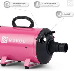 Nuvoo Professionele Hondenföhn / Waterblazer / Hondenborstel Met 3 Opzetstukken - Verstelbare Vermogen Tot 2200W - Warme / Koude Stand - Roze -Dierenwinkel 1200x1140 13