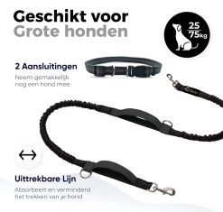 Canicross Looplijn Hond Met Heupriem Voor Hardlopen - Elastische Handsfree Hondenriem - Honden Trainingslijn - 150/210cm - Zwart -Dierenwinkel 1200x1140 20