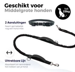 Canicross Looplijn Hond Met Heupriem Voor Hardlopen - Elastische Handsfree Hondenriem - Honden Trainingslijn - 150/210cm - Zwart -Dierenwinkel 1200x1140 23