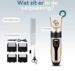 BYER Professionele Dieren Tondeuse Set - Voor Huisdieren Katten & Honden - Draadloos - Oplaadbare Pet Trimmer - Dog Tondeuze Clipper - 5 Standen & Vier Opzetkammen - Low Noise -Dierenwinkel 1200x1142 2