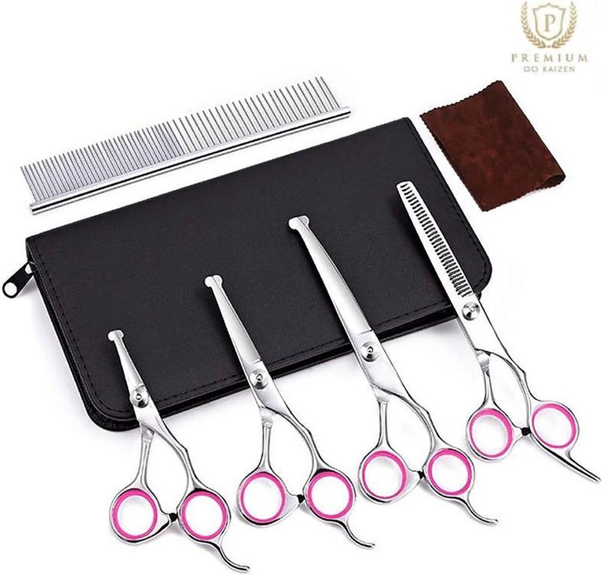 Professionele Hondenscharen Set - Extra Veilige Grooming Set - Trimscharen Voor Honden - Knipschaar - Effileerschaar / Uitdunschaar - Gebogen Schaar Met Ronde Punt - Precisieschaar - Hondenverzorging - Inclusief Kam, 2 Haarclips En Luxe Opbergdoos 3 Professionele Hondenscharen Set - Extra Veilige Grooming Set - Trimscharen Voor Honden - Knipschaar - Effileerschaar / Uitdunschaar - Gebogen Schaar Met Ronde Punt - Precisieschaar - Hondenverzorging - Inclusief Kam, 2 Haarclips En Luxe Opbergdoos