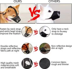 Merkloos Hoog Kwaliteit Muilkorf Met Bedrukt Patroon - Muilkorf Hond - Hondensnuit - Anti Blaf En Bijt - Voor Kleine En Grote Honden Maat M Zwart Reflecterend -Dierenwinkel 1200x1147 8