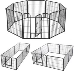 Katten- En Hondenren - 210 X 80 CM - Opvouwbaar - Opzetten In Verschillende Vormen - Binnen- En Buitengebruik - Katten- En Hondenkennel - Metaal - Zwart -Dierenwinkel 1200x1148 9