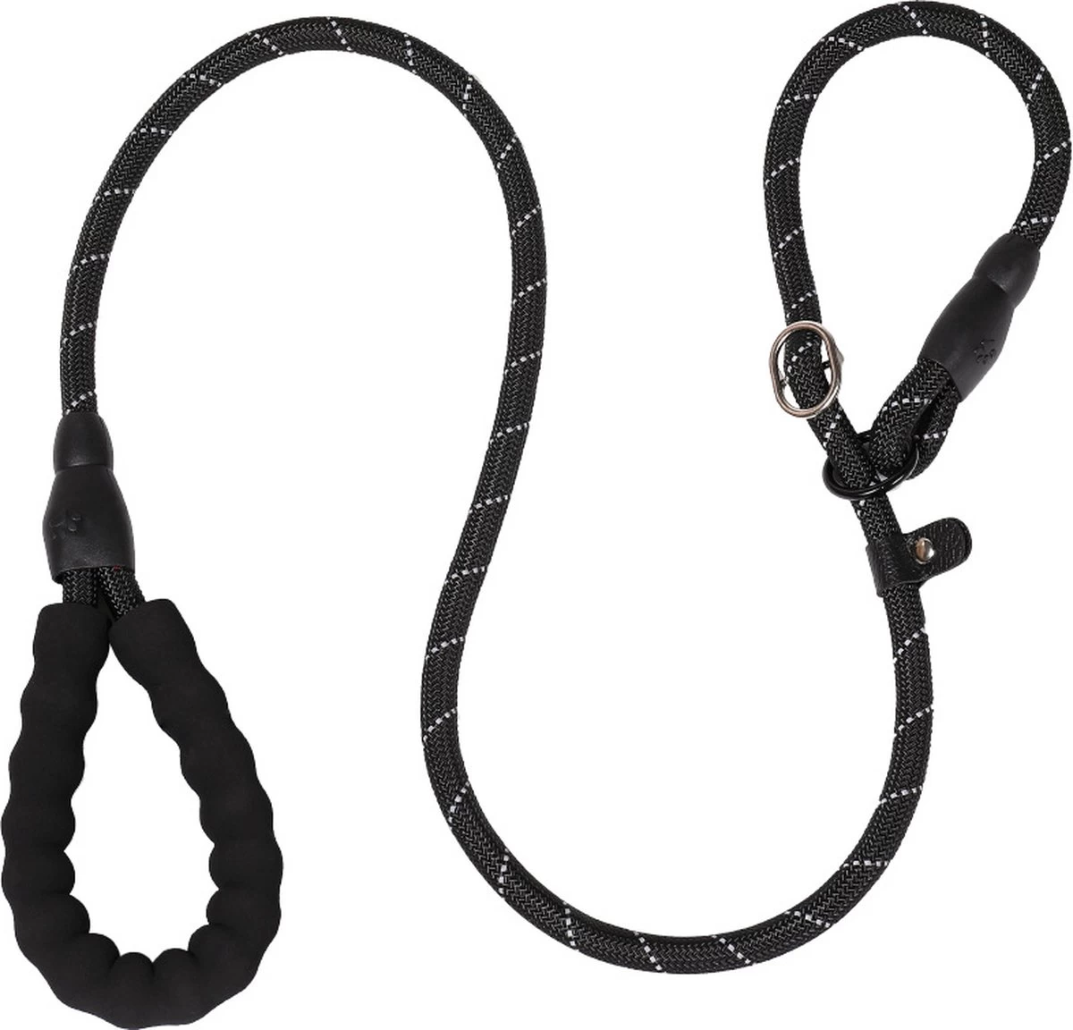 Nixnix - Honden Riem - 1,7cm - Zwart - 1,2cm Dik - Sliplijn - Nylon - Hondenriem - Verstelbaar - Jachtlijn Met Stop - Leiband