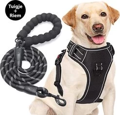 Filo Anti Trek Hondentuig Maat XL Met Hondenriem - Y Tuig Hond Verstelbaar - Hondenharnas Met Hondenlijn - Honden Tuigje - Leiband Hond - Hondentuigje - Extra Large - Riem