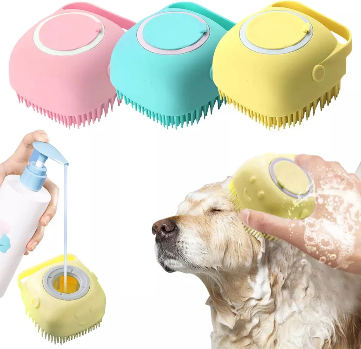 Merkloos Dierenborstel - Douche - Bad - Hond - Kat - Vachtverzorging - Scrubber - Borstel 4 Merkloos Dierenborstel - Douche - Bad - Hond - Kat - Vachtverzorging - Scrubber - Borstel - Afbeelding 2