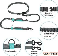 Oak's First Elastische En Diervriendelijke Looplijn Met Heupriem - Hondenriem - 150cm/210cm - Grijs -Dierenwinkel 1200x1166 13