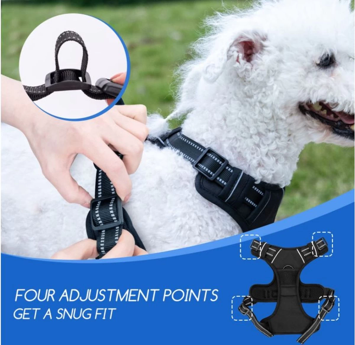 Nobleza 42ZHY - Hondenharnas - Hondentuigje - Anti Trek - L - Zwart 7 Nobleza 42ZHY - Hondenharnas - Hondentuigje - Anti Trek - L - Zwart - Afbeelding 5