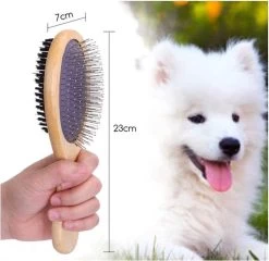 Merkloos Nobleza Dierenborstel - Hondenborstel - Kattenborstel - Tweezijdig - Dubbelzijdig - Hout - Maat L -Dierenwinkel 1200x1166 4