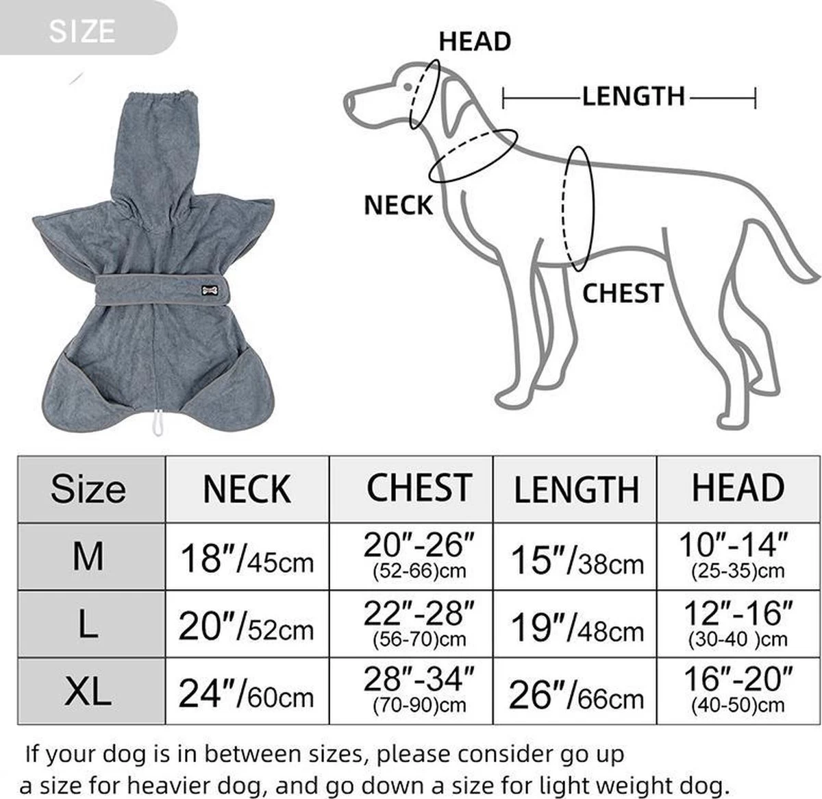 Super Absorberende Honden Badjas Grijs Maat L 8 Super Absorberende Honden Badjas Grijs Maat L - Afbeelding 6