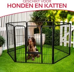 Katten- En Hondenren - 210 X 80 CM - Opvouwbaar - Opzetten In Verschillende Vormen - Binnen- En Buitengebruik - Katten- En Hondenkennel - Metaal - Zwart -Dierenwinkel 1200x1167 45