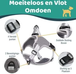 Mmoods Hondentuigje Grijs - Anti-Trek Tuig Voor Puppy's - Hondenharnas Voor Kleine Honden - Reflecterende Halsband Hond - Hondenhalsband Maat S -Dierenwinkel 1200x1169 13