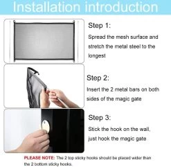 Merkloos ACE Pets – Oprolbaar Hondenrek Voor Binnen - Traphekje Hond Zonder Boren - Veiligheidshek Deurhekje - 180 X 72 Cm - Zwart -Dierenwinkel 1200x1172 14