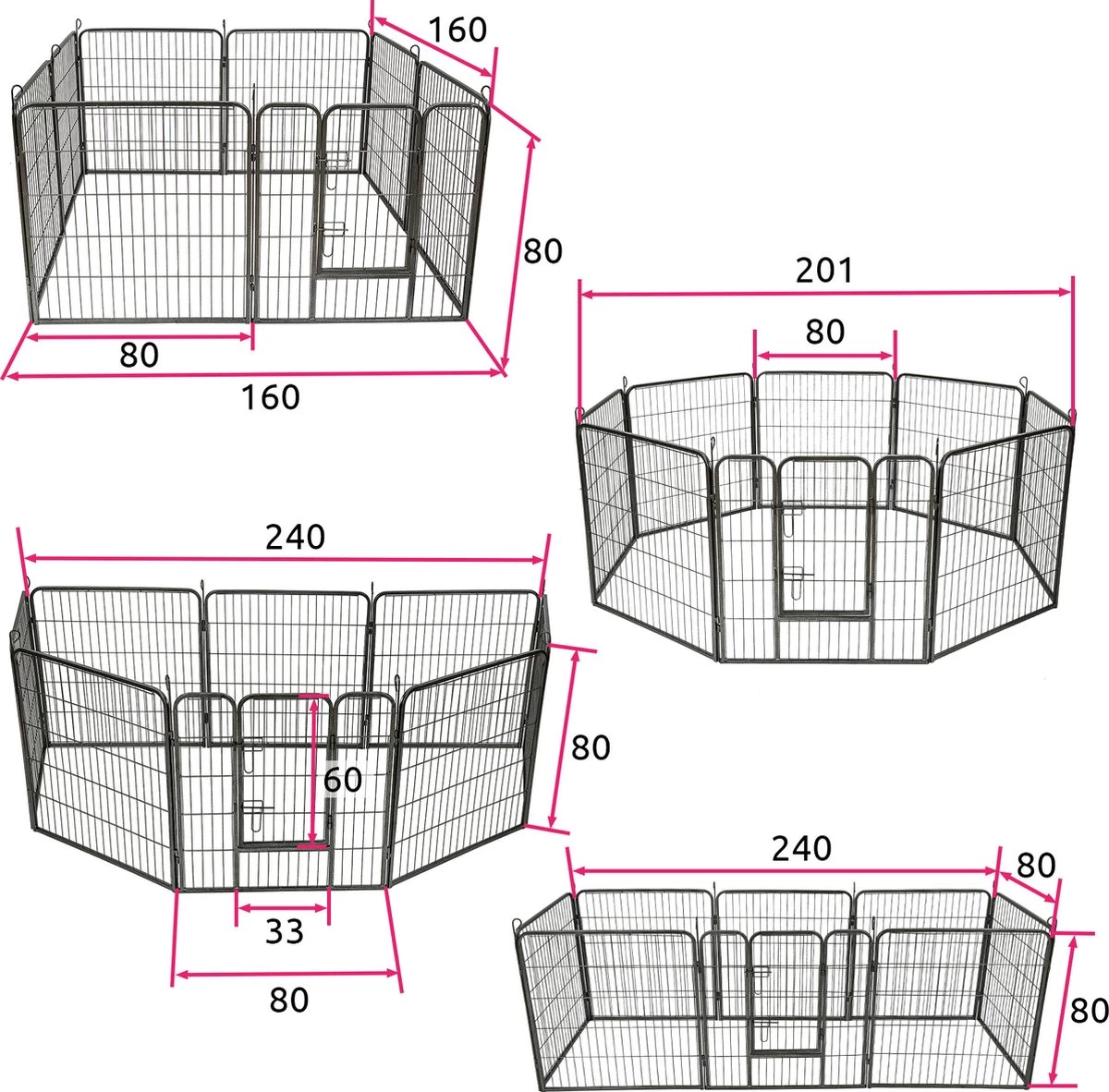 8-hoekige Puppyren Hondenren Puppykennel 80 Cm Hoog Ø 210 Cm 401717 5 8-hoekige Puppyren Hondenren Puppykennel 80 Cm Hoog Ø 210 Cm 401717 - Afbeelding 3