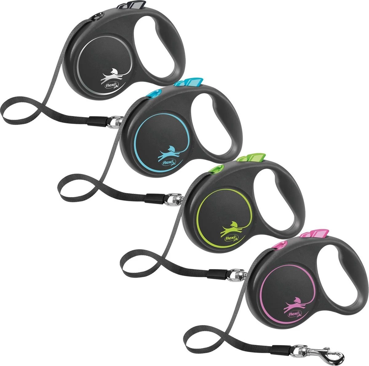 Flexi Rollijn Design - Zwart / Blauw - L 5 Flexi Rollijn Design - Zwart / Blauw - L - Afbeelding 3