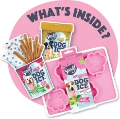 Smoofl Honden Lekkernij - Starter Kit Om Je Eigen Honden Ijs Te Maken, Kit Met 2 Ijsmixen Voor Honden, Pindakaas En Aardbei Smaak, Een Pootvormige Silicone Vorm - Voor 4 Hondenijsjes -Dierenwinkel 1200x1189