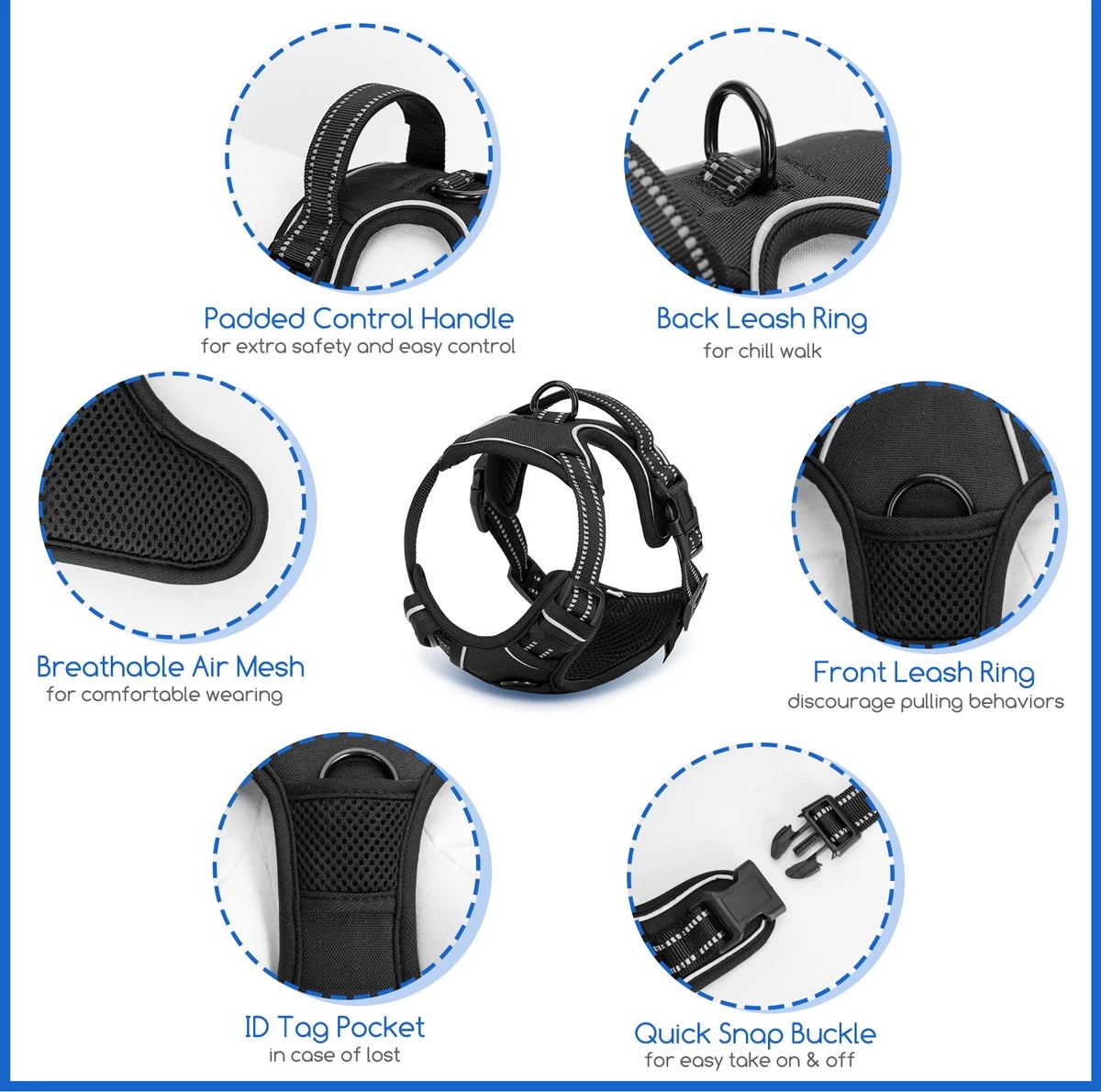 Nobleza 42ZHW - Hondenharnas - Hondentuigje - Anti Trek - S - Zwart 5 Nobleza 42ZHW - Hondenharnas - Hondentuigje - Anti Trek - S - Zwart - Afbeelding 3