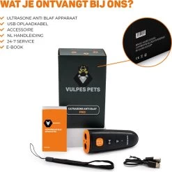 Vulpes Pets® Ultrasone Anti Blaf Apparaat – 3-in-1 Anti Blaf Apparaat Pro - Diervriendelijk & Zonder Schok - Alternatief Anti Blafband - Voor Kleine & Grote Honden - Audio - Flashlight - USB-Oplaadbaar -Dierenwinkel 1200x1195 14