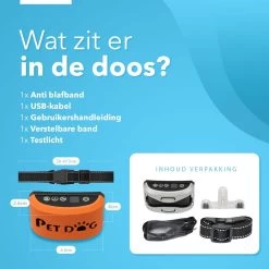 PET DOG® | Anti Blafband Voor Honden | 3 T/m 60 Kg | Oplaadbaar | Anti Blaf Band | Trainingsband | Vibratie En Geluid | Diervriendelijk | Shock Aan/uit Instelbaar -Dierenwinkel 1200x1200 1019