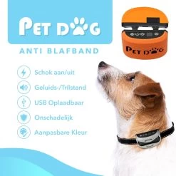PET DOG® | Anti Blafband Voor Honden | 3 T/m 60 Kg | Oplaadbaar | Anti Blaf Band | Trainingsband | Vibratie En Geluid | Diervriendelijk | Shock Aan/uit Instelbaar -Dierenwinkel 1200x1200 1023